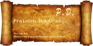 Preisich Dukász névjegykártya